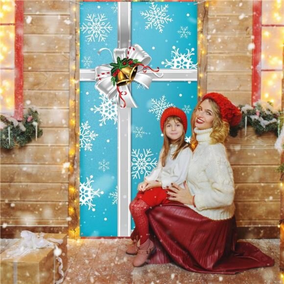 Christmas Door Cover Xmas Door Decorations Christmas Gift Box Present Door Cover - Picture 4 of 7